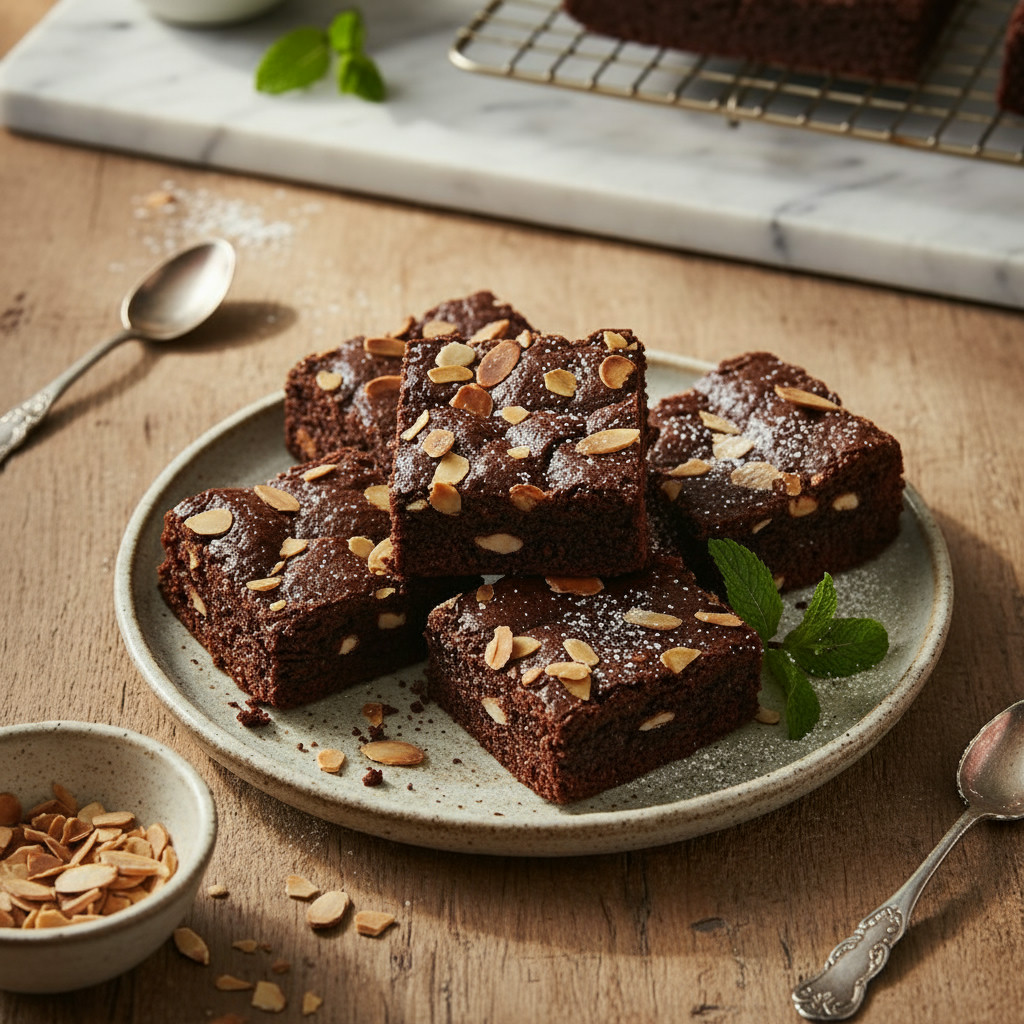 Almond Brownies (Eggless) vegetarian recipe