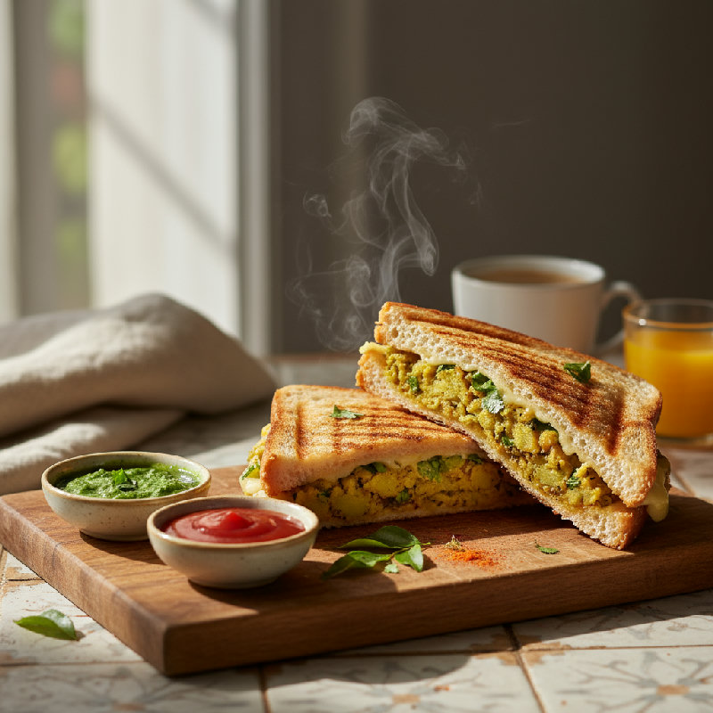 Aloo Masala Grilled Sandwich vegetarian recipe
