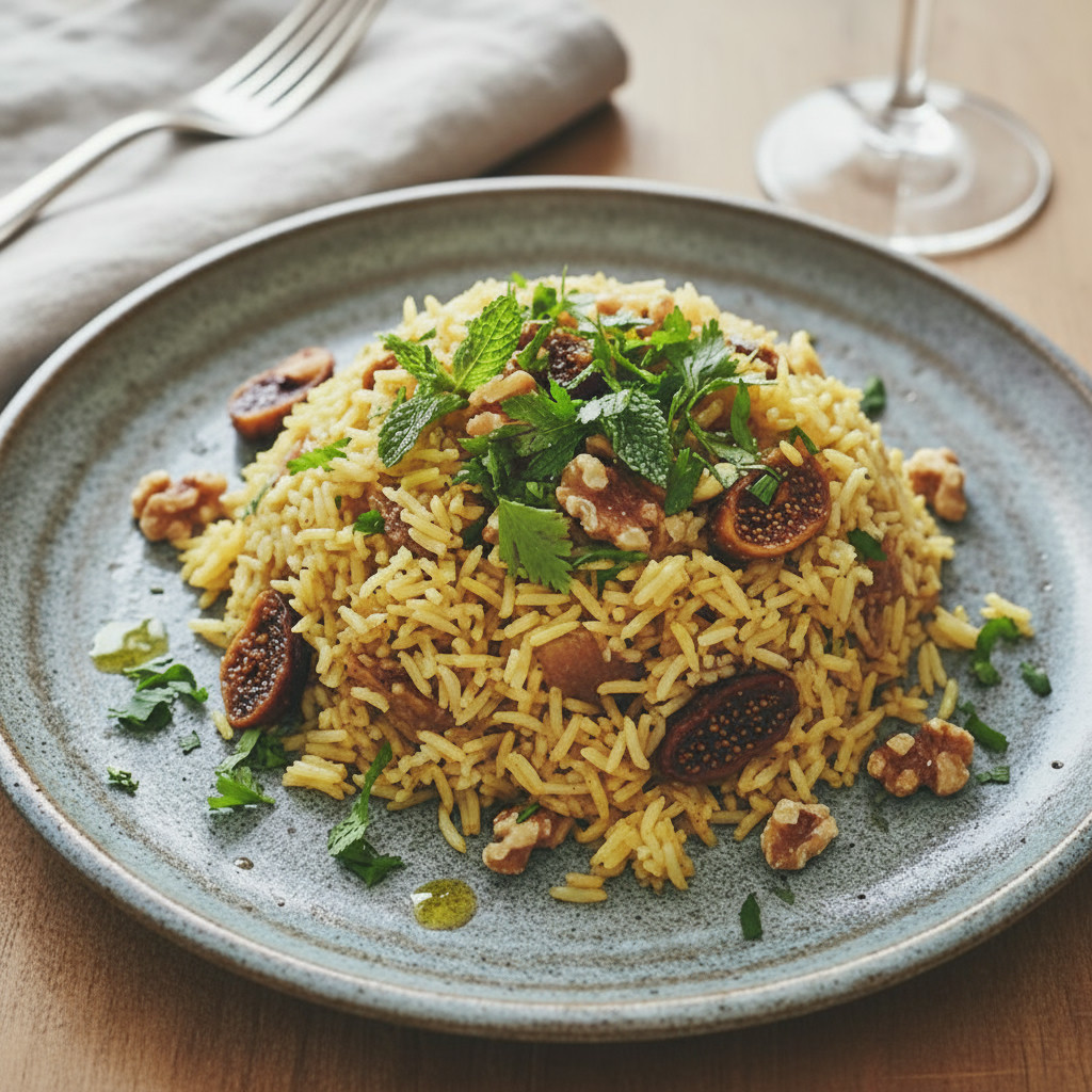 Anatolian Fig & Walnut Pilaf vegetarian recipe