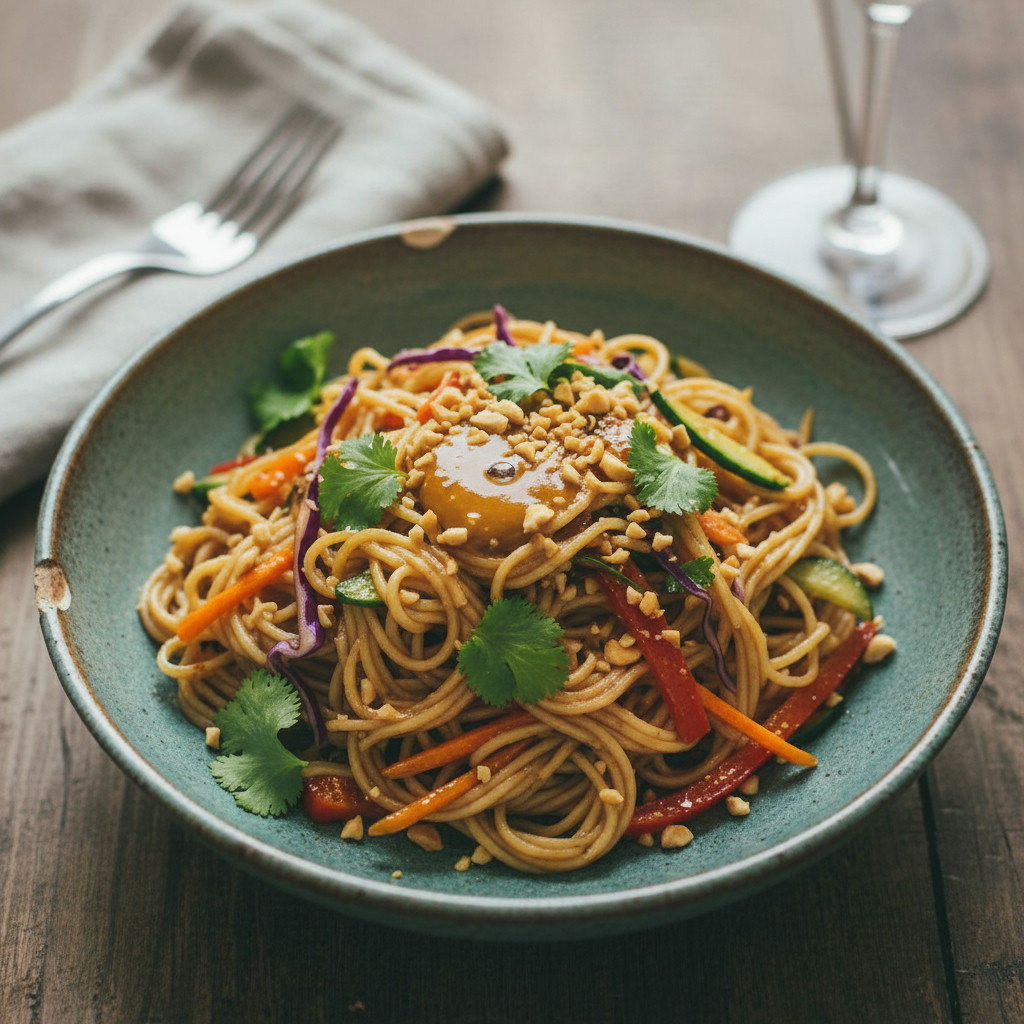 Asian Fusion Noodle Bowl vegetarian recipe