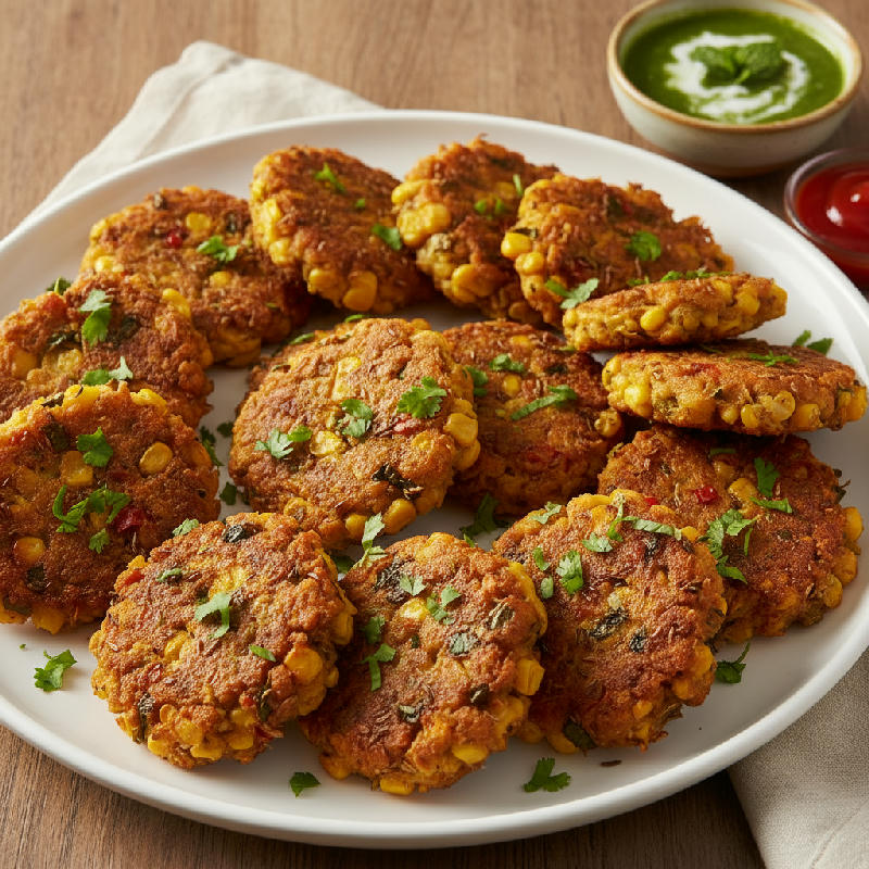 Baked Masala Bhutta Fritters vegetarian recipe