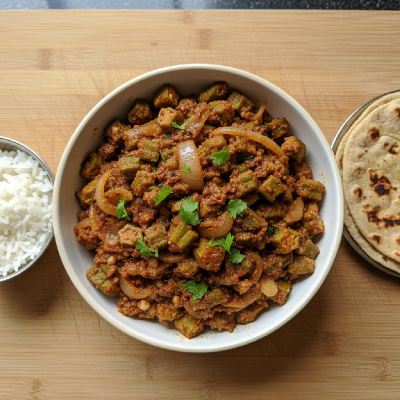 Bhindi Pyaz Sabzi vegetarian recipe
