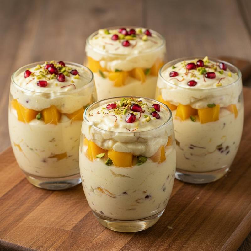 Cardamom Saffron Shrikhand Parfait vegetarian recipe