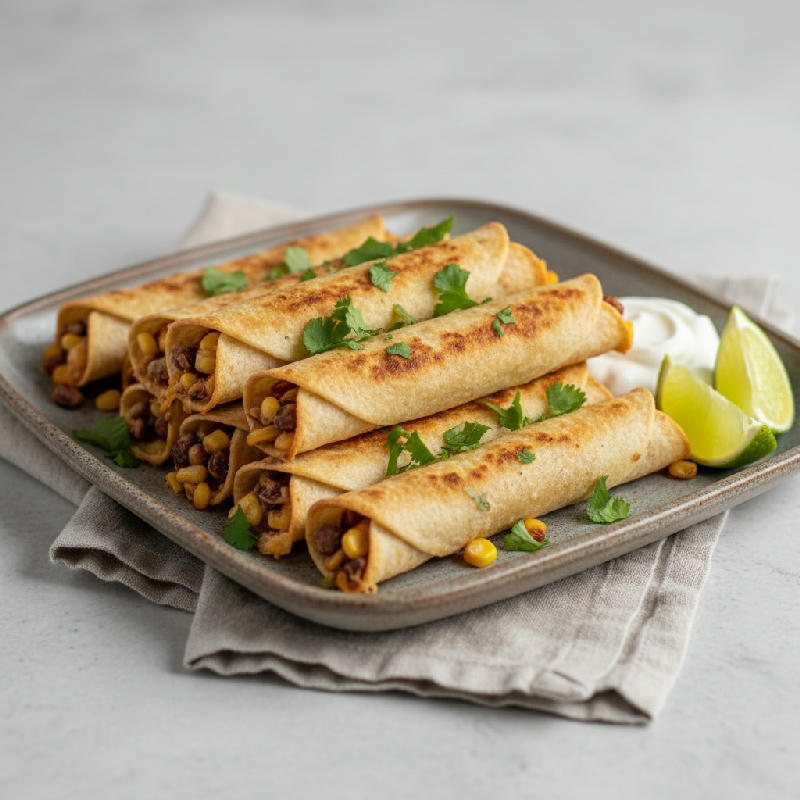 Cheesy Bean Fiesta Taquitos vegetarian recipe