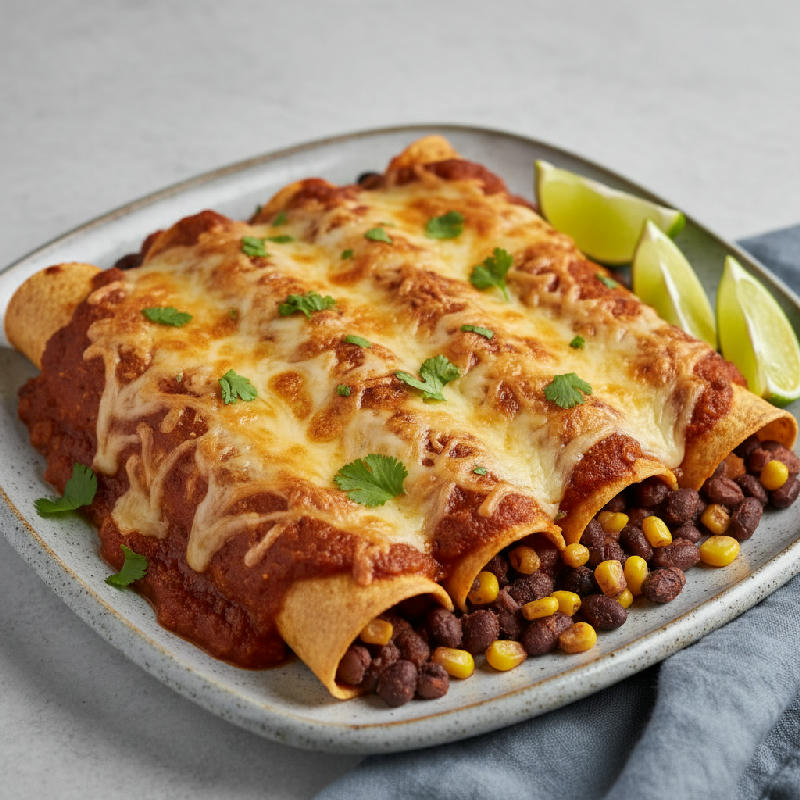 Cheesy Black Bean Enchiladas vegetarian recipe