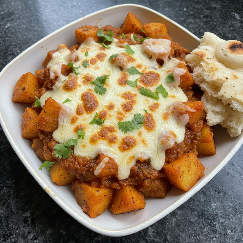 Cheesy Potato Masala vegetarian recipe