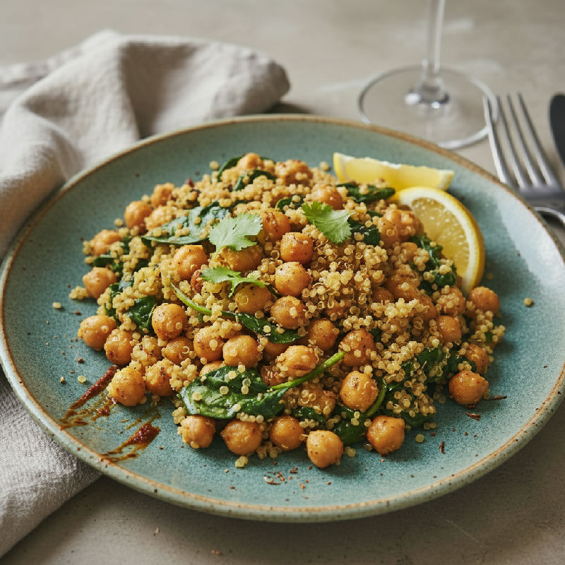 Chickpea & Spinach Quinoa Stir-Fry vegetarian recipe