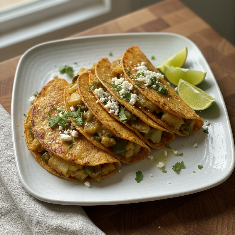 Crispy Poblano Adobo Tacos vegetarian recipe