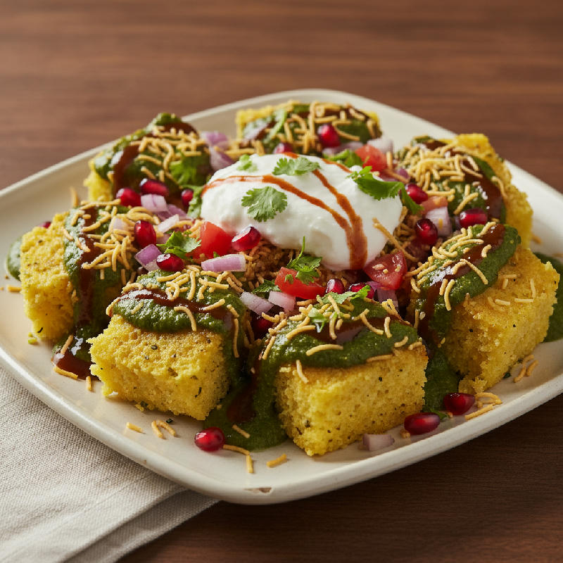 Dhokla Chaat vegetarian recipe