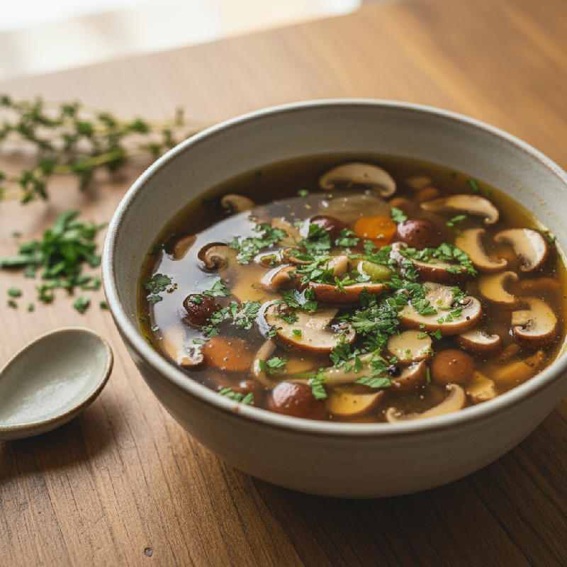 Forest Mushroom Consommé vegetarian recipe