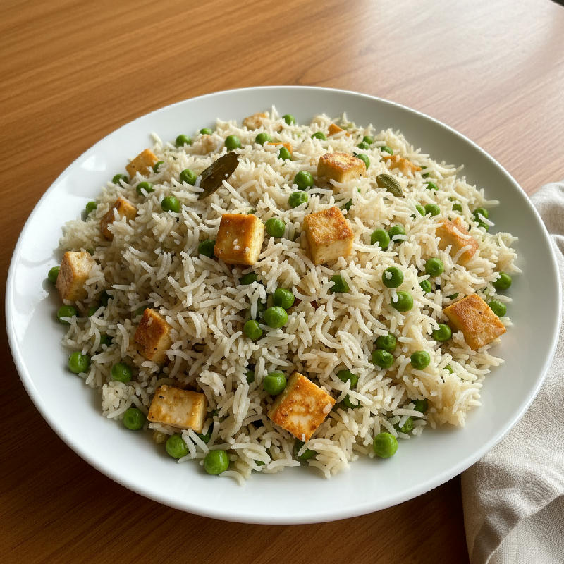 Happy Peas & Paneer Pulao vegetarian recipe