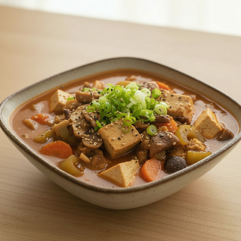 Hearty Miso Mushroom Stew vegetarian recipe