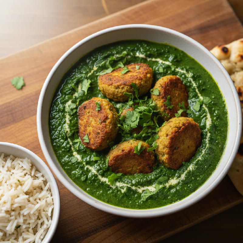Kumara Kofta Saag vegetarian recipe