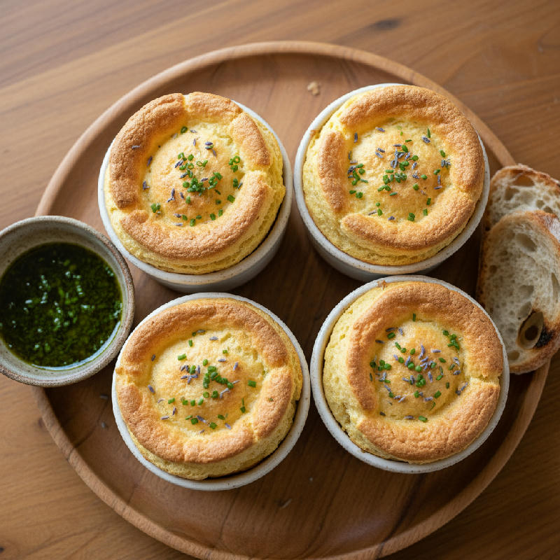 Lavender-Kissed Halloumi Soufflé vegetarian recipe