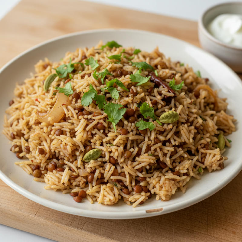 Masoor Pulao Skillet vegetarian recipe