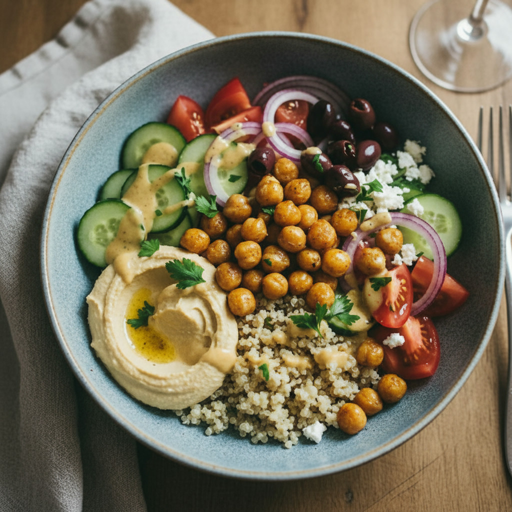 Mediterranean Buddha Bowl vegetarian recipe