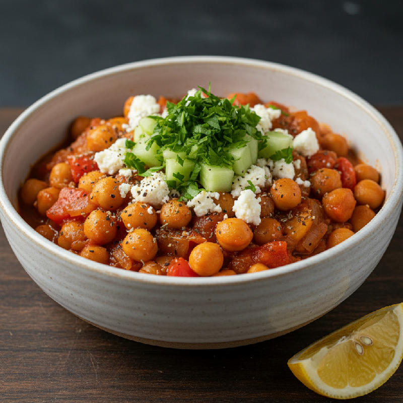 Mediterranean Chickpea Skillet vegetarian recipe