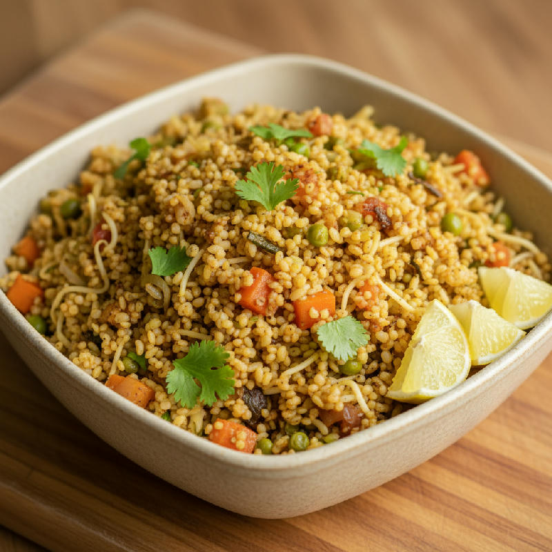Millet & Moong Sprout Pulao vegetarian recipe
