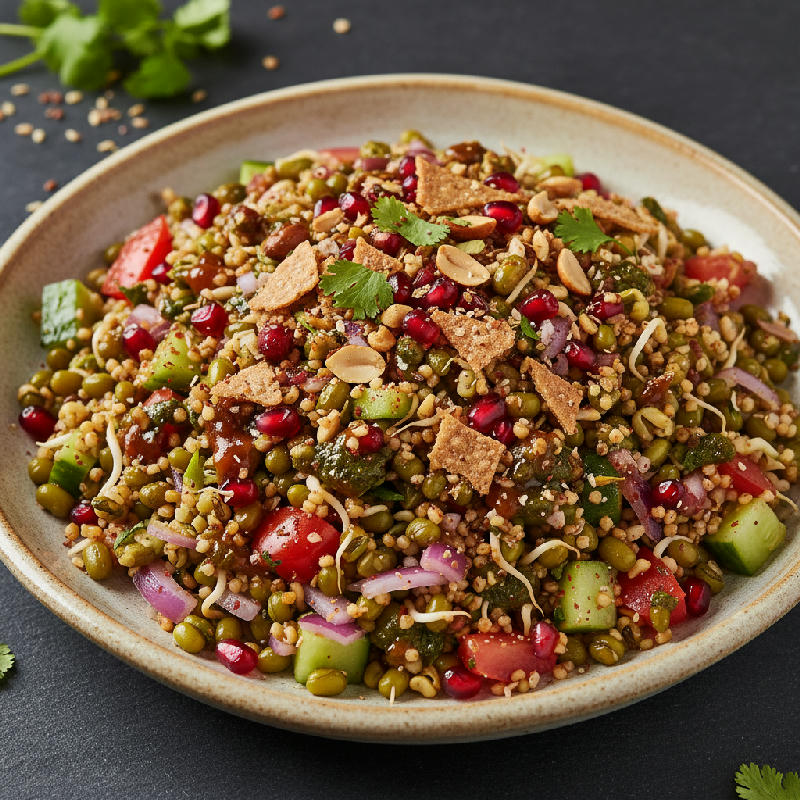 Millet & Mung Bean Chaat vegetarian recipe