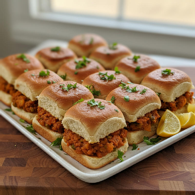 Mumbai Masala Pav Bhaji Sliders - vegetarian recipe