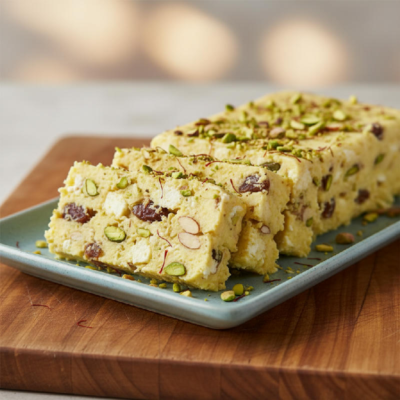Pistachio Saffron Kheer Terrine vegetarian recipe