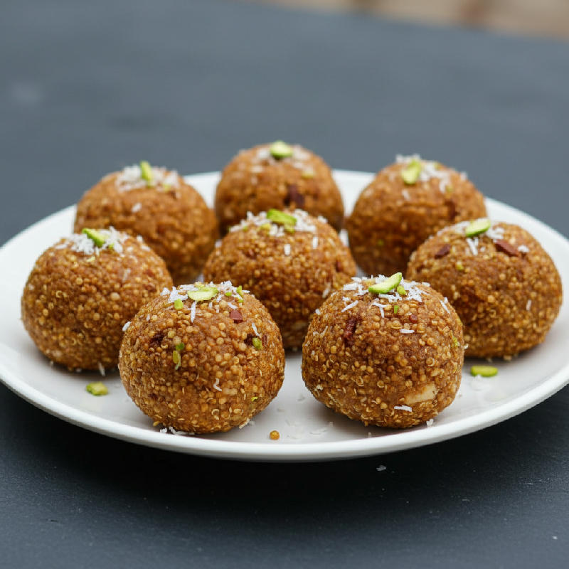 Quinoa Poha Laddoo vegetarian recipe