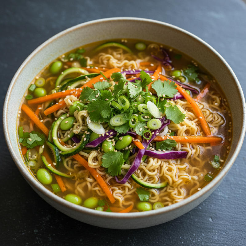 Rainbow Noodle Soup vegetarian recipe