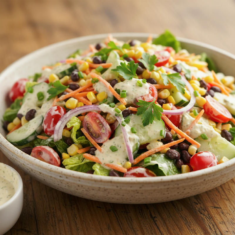 Rainbow Ranch Salad vegetarian recipe