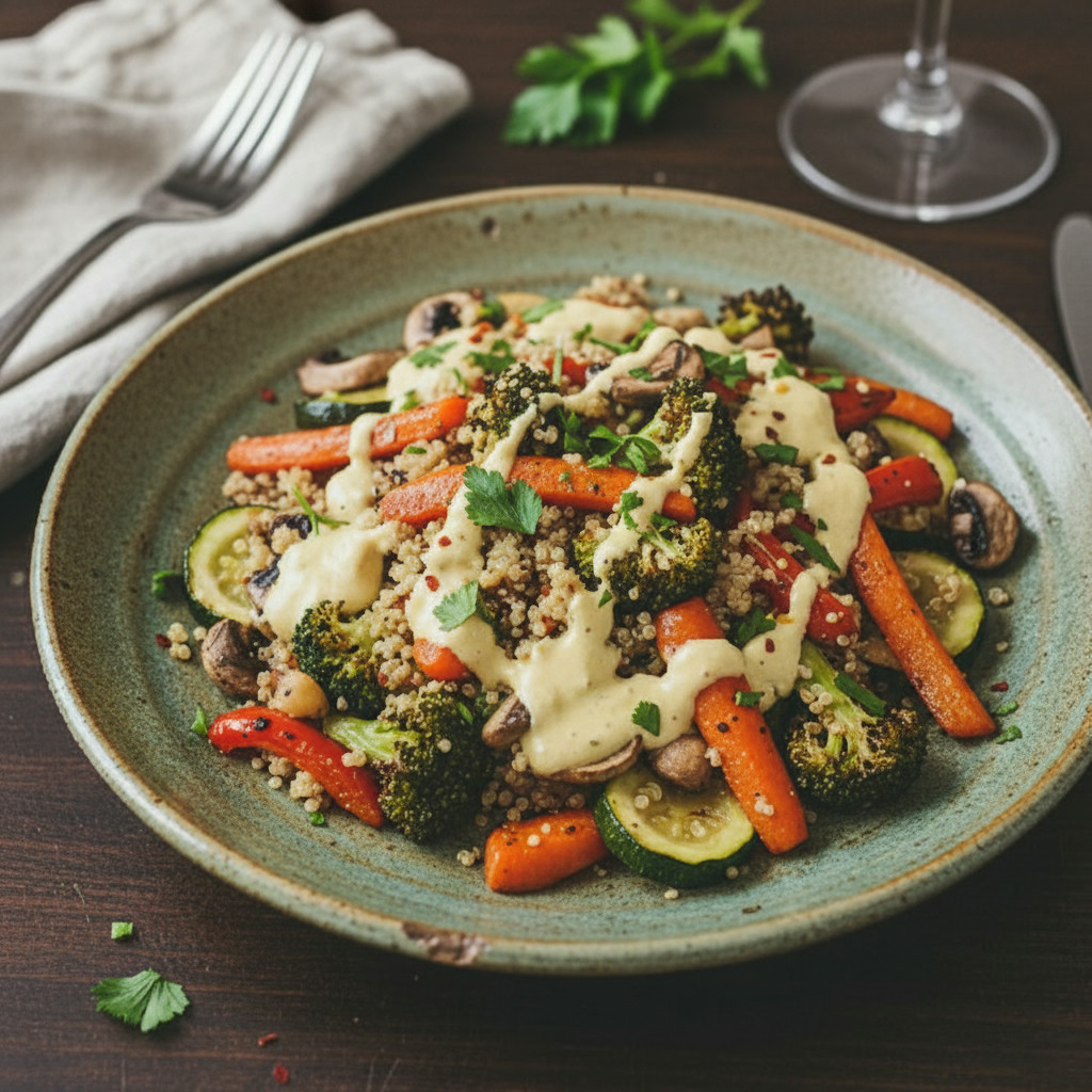 Roasted Veggie Bowl vegetarian recipe