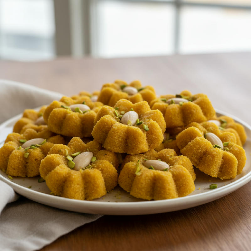 Saffron Semolina Rosettes vegetarian recipe