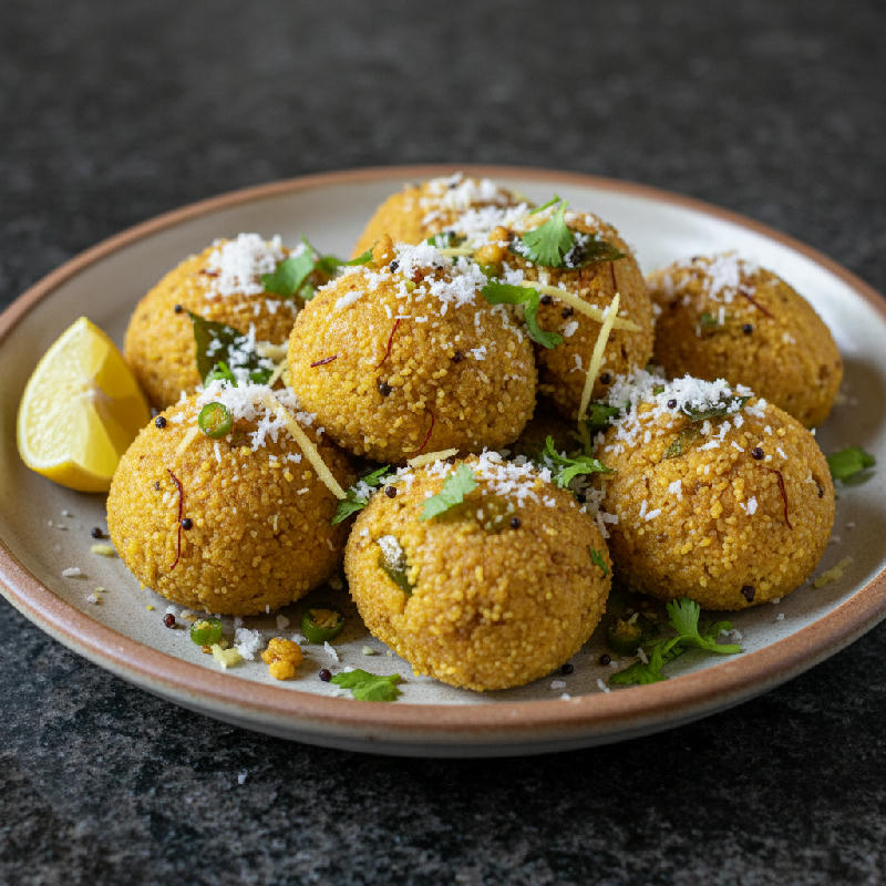 Saffron Semolina Uppu Urundai vegetarian recipe