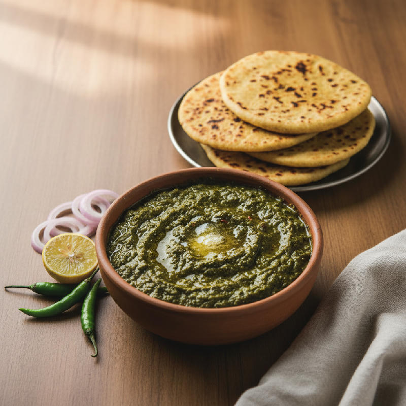 Sarson Saag Makki Roti vegetarian recipe