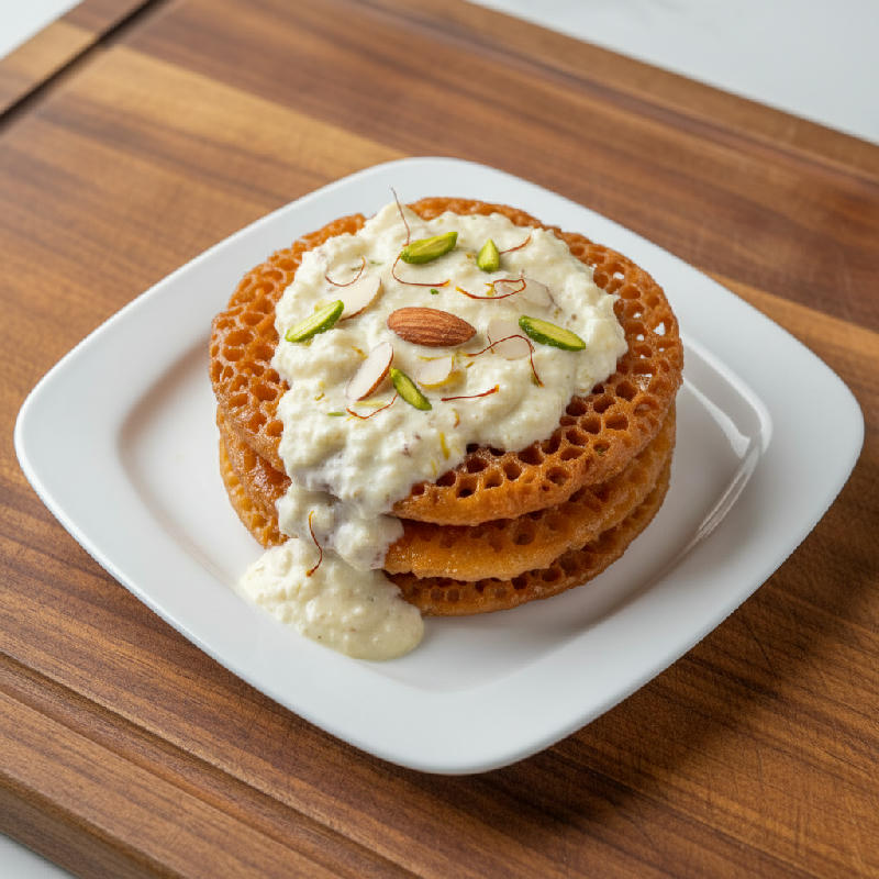 Shahi Rabri Ghevar - vegetarian recipe