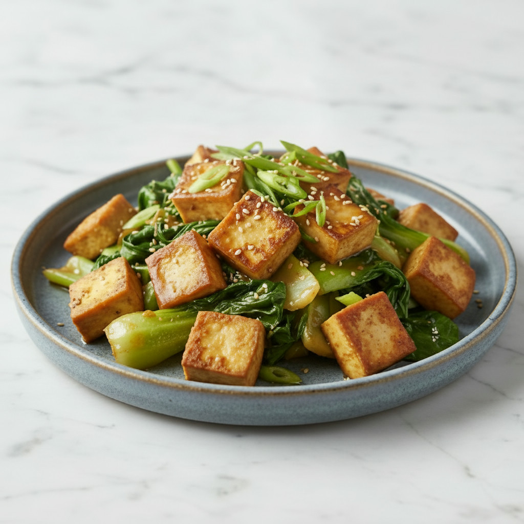 Soy-Braised Tofu & Greens vegetarian recipe