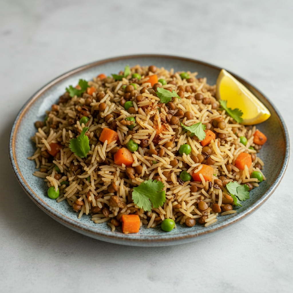 Speedy Lentil Pilaf vegetarian recipe