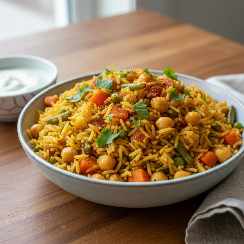 Spiced Chickpea & Veggie Pulao vegetarian recipe