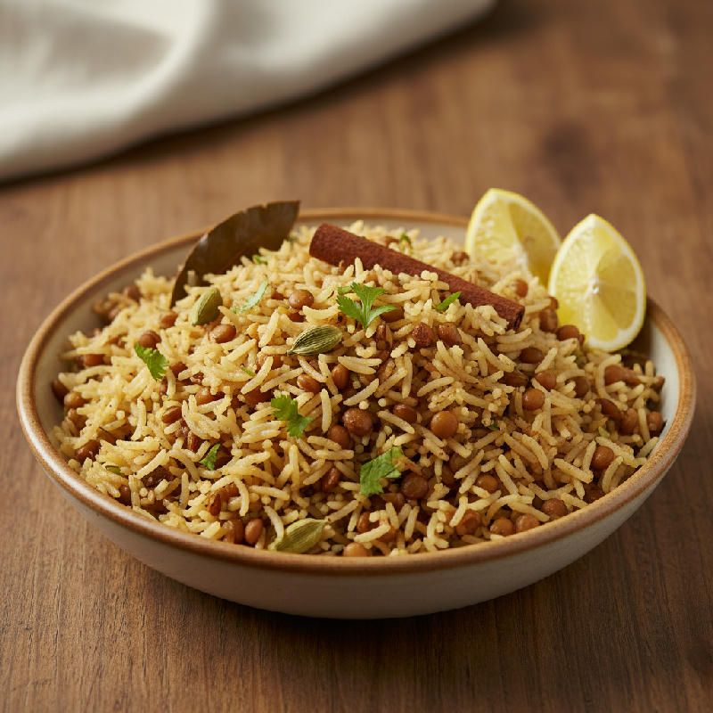 Spiced Lentil Pulao vegetarian recipe