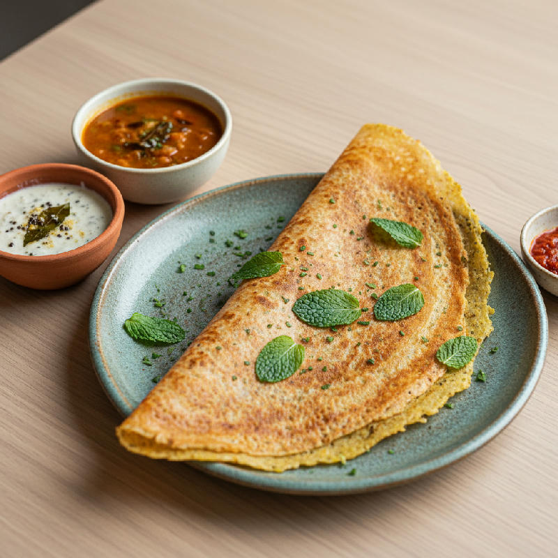 Spiced Millet & Mint Medley Dosa vegetarian recipe