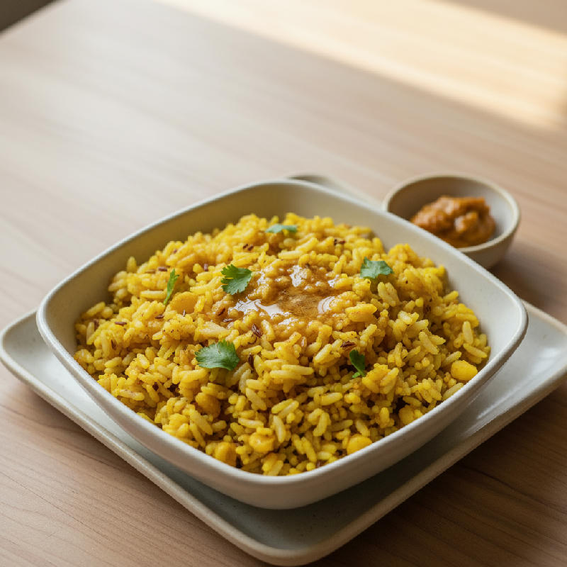 Spiced Moong Dal Khichdi vegetarian recipe