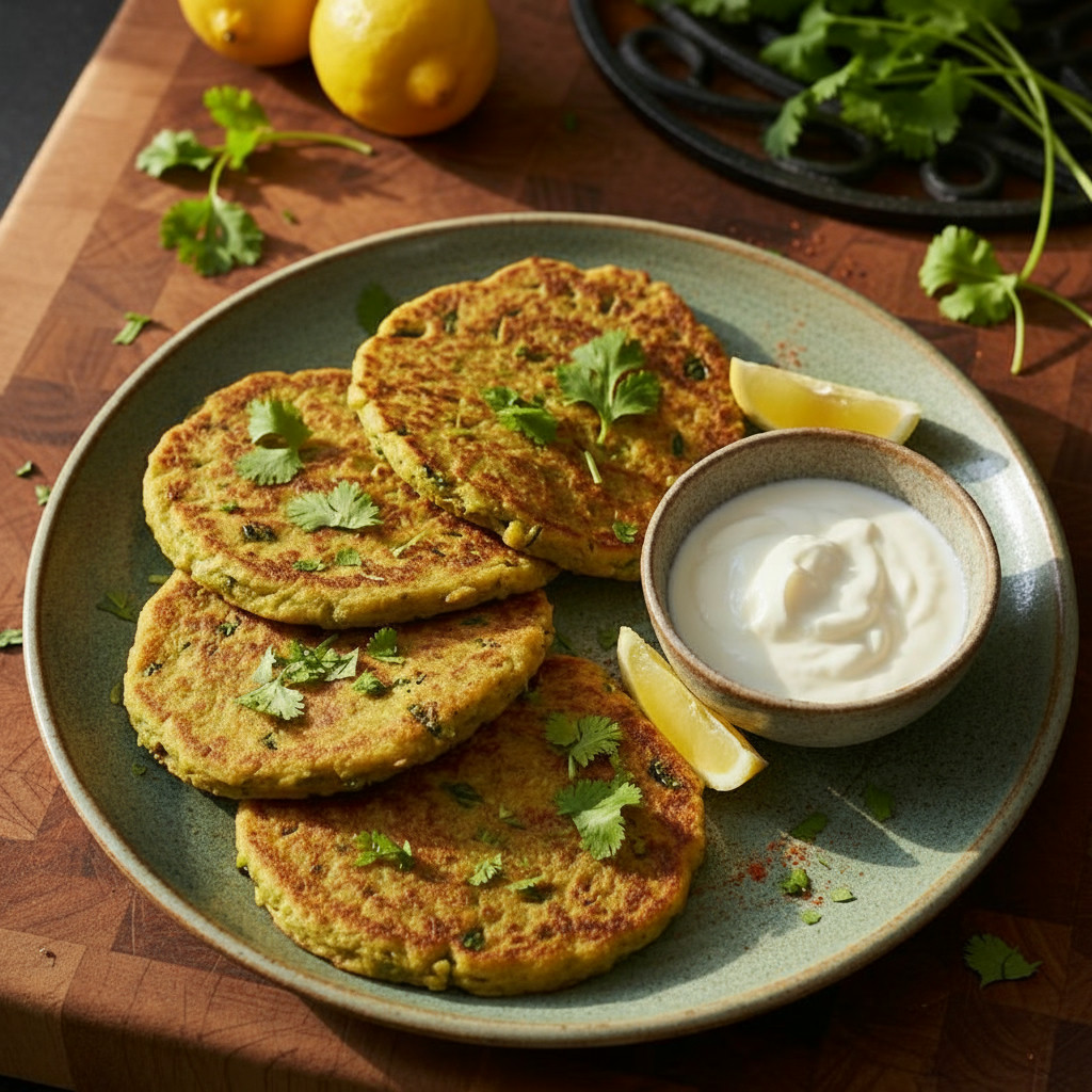 Sprouted Moong Flatbread vegetarian recipe