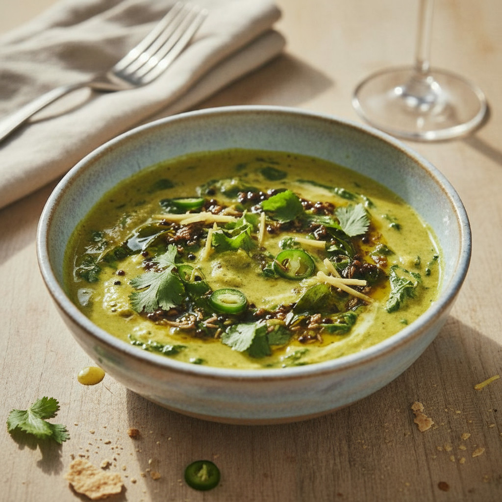 Sun-Kissed Spinach & Coconut Kadhi vegetarian recipe