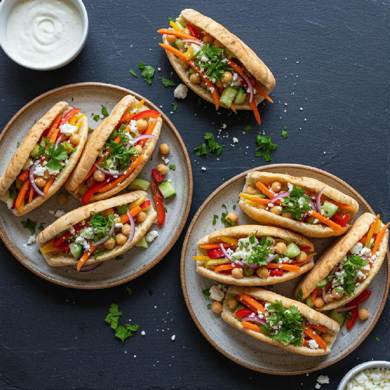 Sunshine Veggie Pita Pockets vegetarian recipe