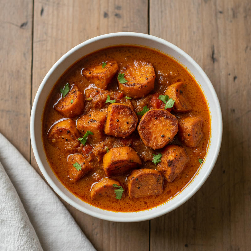 Sweet Potato Dum Aloo - vegetarian recipe