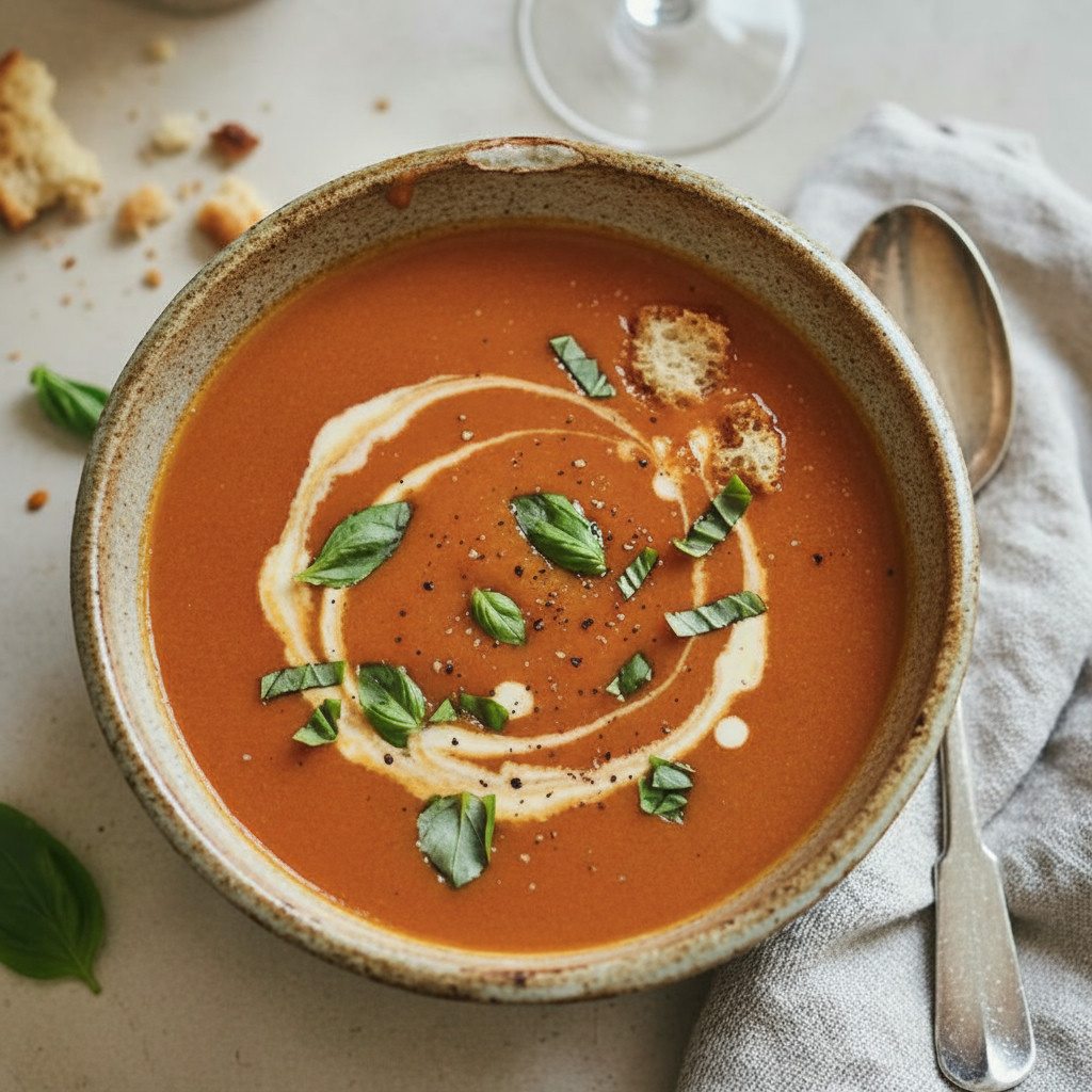 Tomato Basil Soup vegetarian recipe