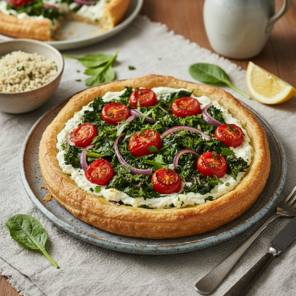 Whipped Feta & Greens Tart vegetarian recipe