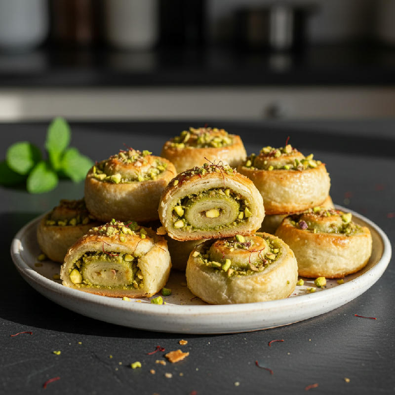 Zaffron Pista Pinwheels vegetarian recipe